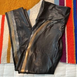 Spanx Faux Leather Track Stripe 7/8 Leggings